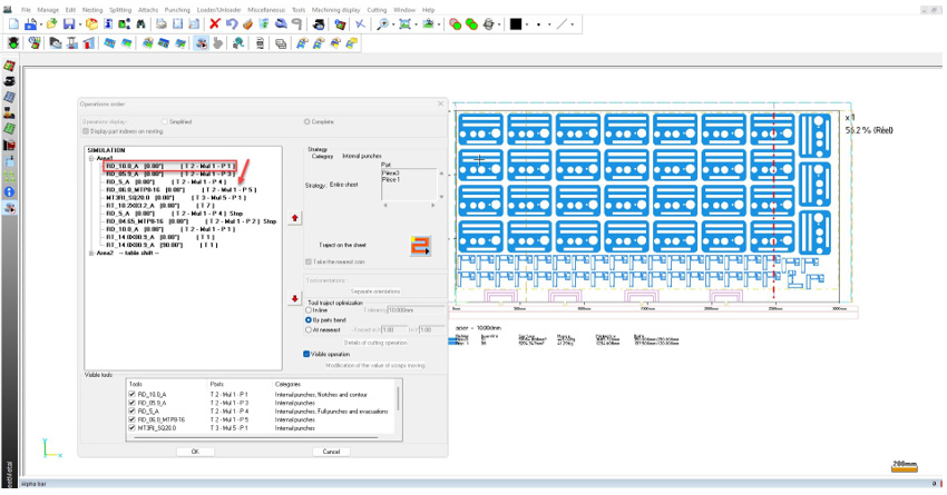 Improved tool reordering in operation sequence
