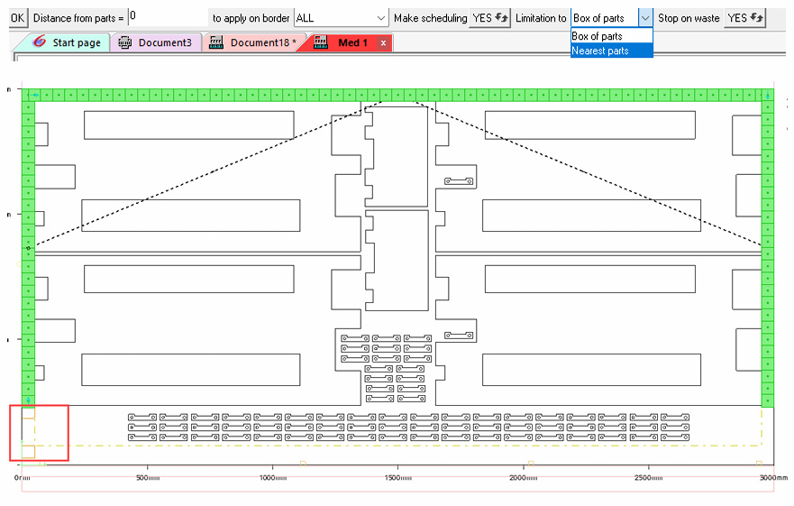Optimised splitting around parts command_