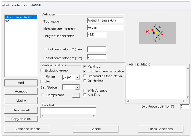 Punch point management for triangle tools